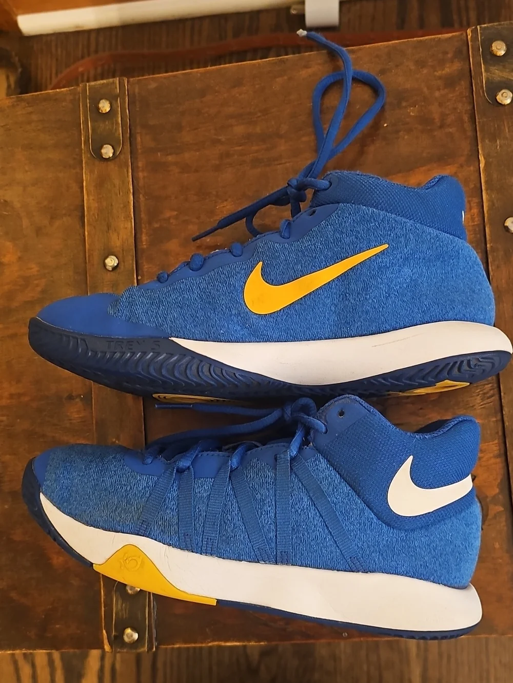 Nike KD Kids' Blue and Yellow Basketball Shoes